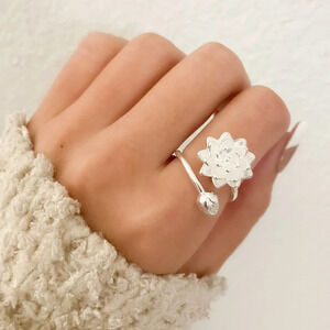 925 Sterling Silver Flower Ring Statement Ring Floral Ring Boho Ring